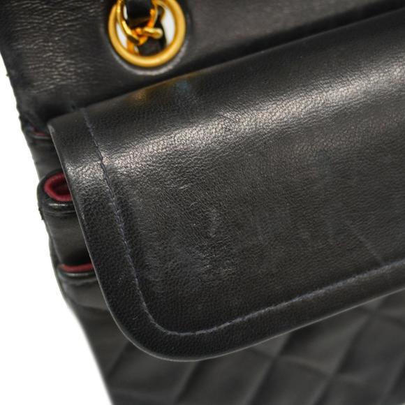 Chanel Shoulder Bag Matelasse W Flap Chain Lambskin Black Gold Hardware Women's - Picture 10 of 13